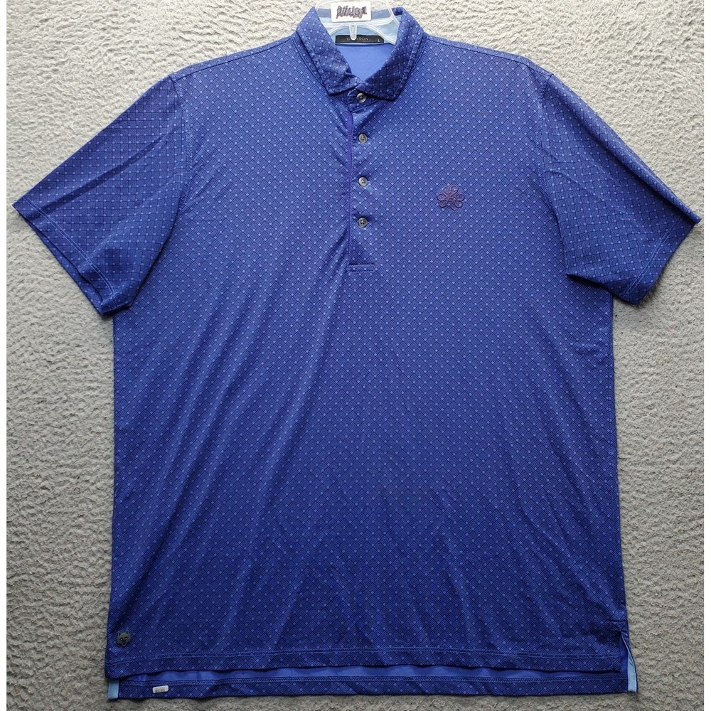 Grayson Golf Polo Shirt Mens Large Multi All-over Print Performance Popover EUC